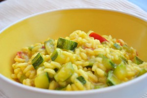 risotto zucchine pomodorini e zafferano